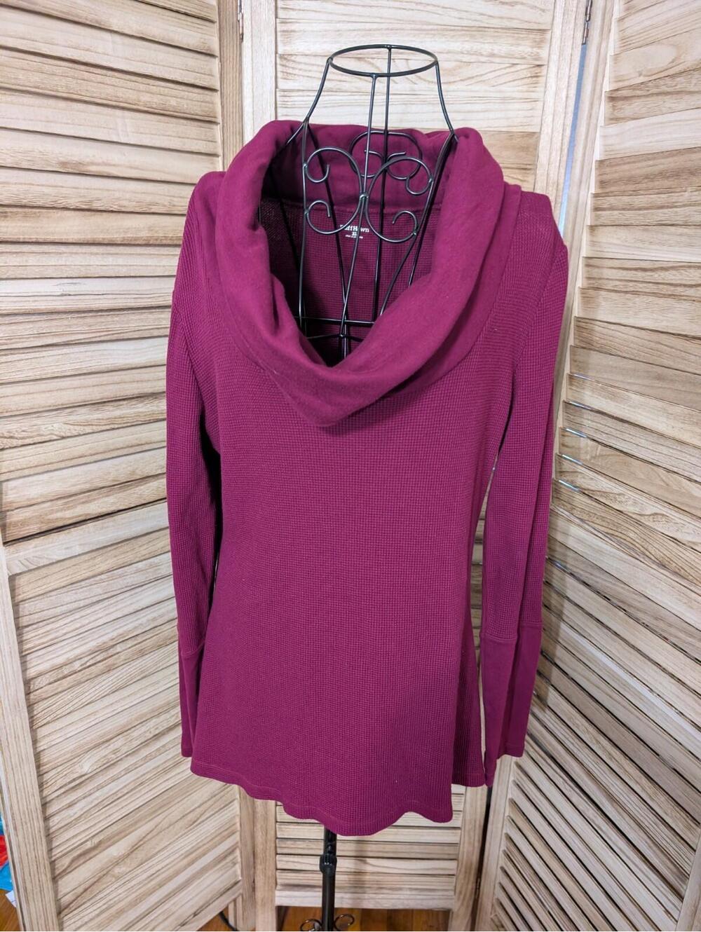 Ruff Hewn Sweater Women's Size XL Magenta Long Sleeve Pullover Cowl Neck Knit